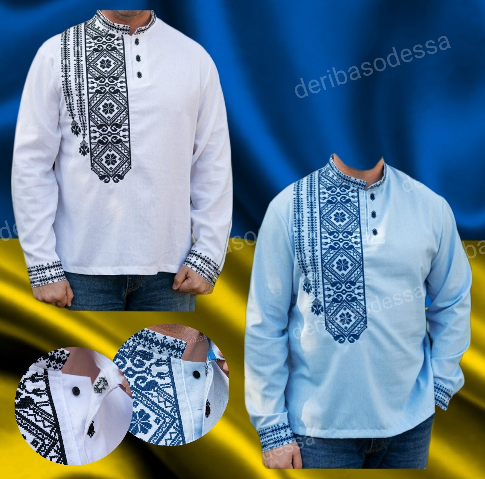 Ukrainian Embroidered Tradition shirt for men Sorochka Vyshyvanka Size(S-M)-5XL