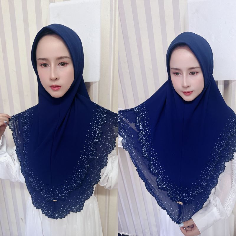 Muslim One Piece Solid Color Amira Prayer Hijab Cap Shayla Turban Shawl Headwear