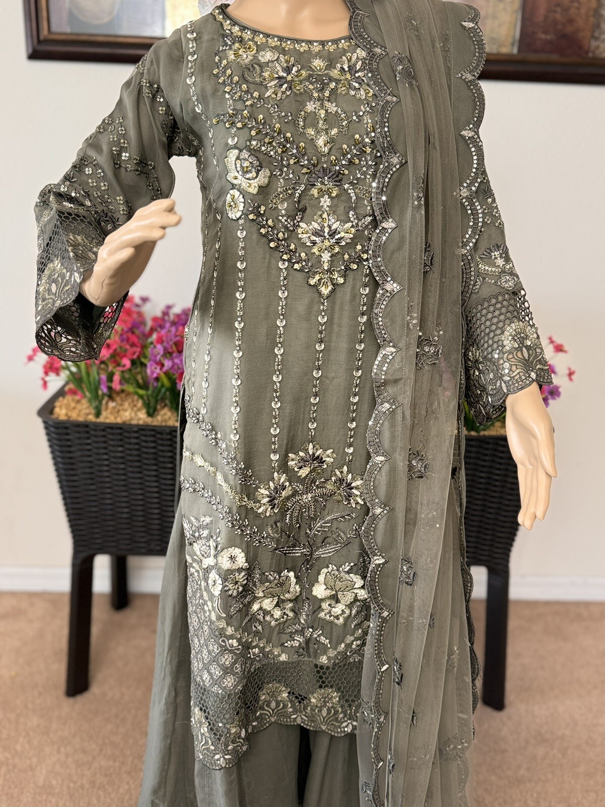Pakistani Indian Shalwar Kameez For Women – Original Chiffon Wedding, Partywear
