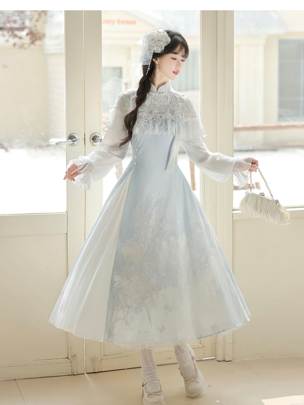 “Lily Dew” Modern Hanfu Ensemble – Elegant New Chinese Style Dress for Autumn
