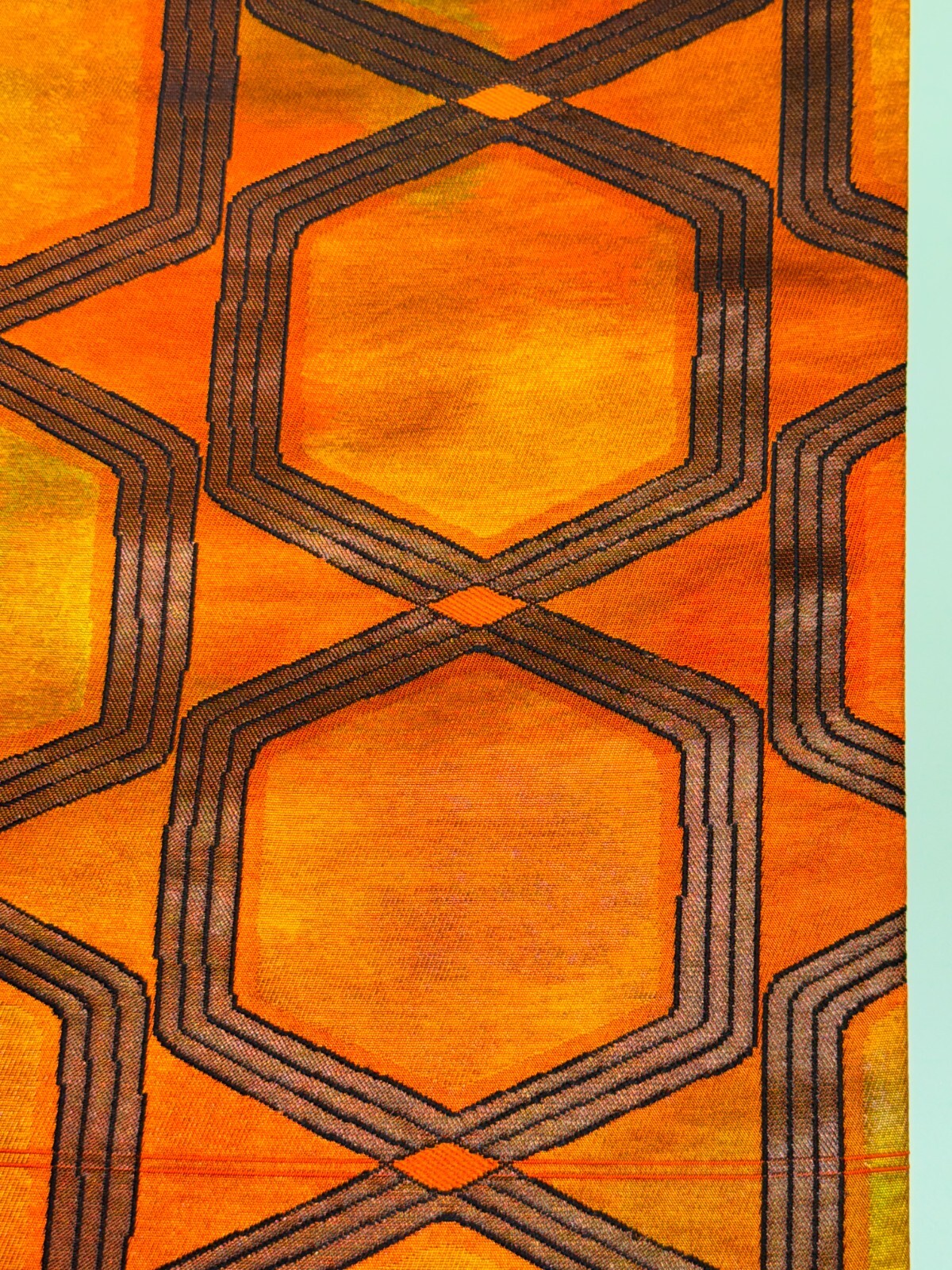 Japanese Vintage Kimono Fukuro Obi silk Orange expensive tradition 170×12.2in