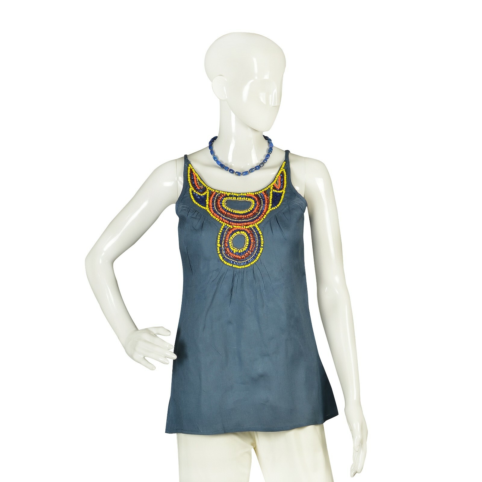 Insense Small Size Women’S Hand Beaded Sleeveless Top For Girls/ Free Ship