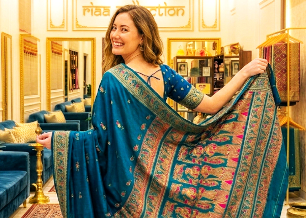 Indian Pakistani Pure Baluchari Silk Saree Meenakari Wedding Party Wear Sari
