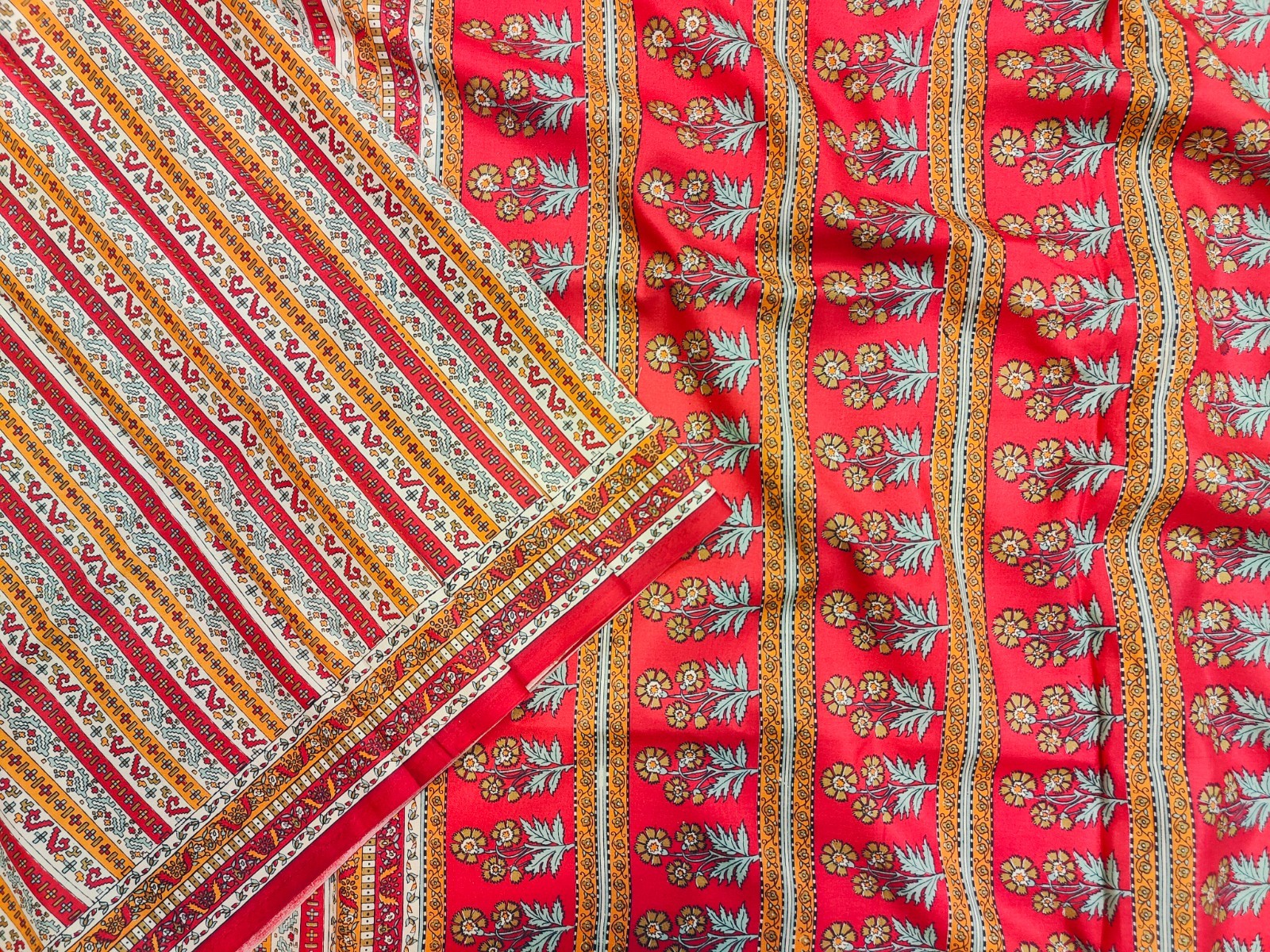 Vintage Sari 6Mtr Pure Silk Printed Saree Indian Fabric For Crafting Quilting