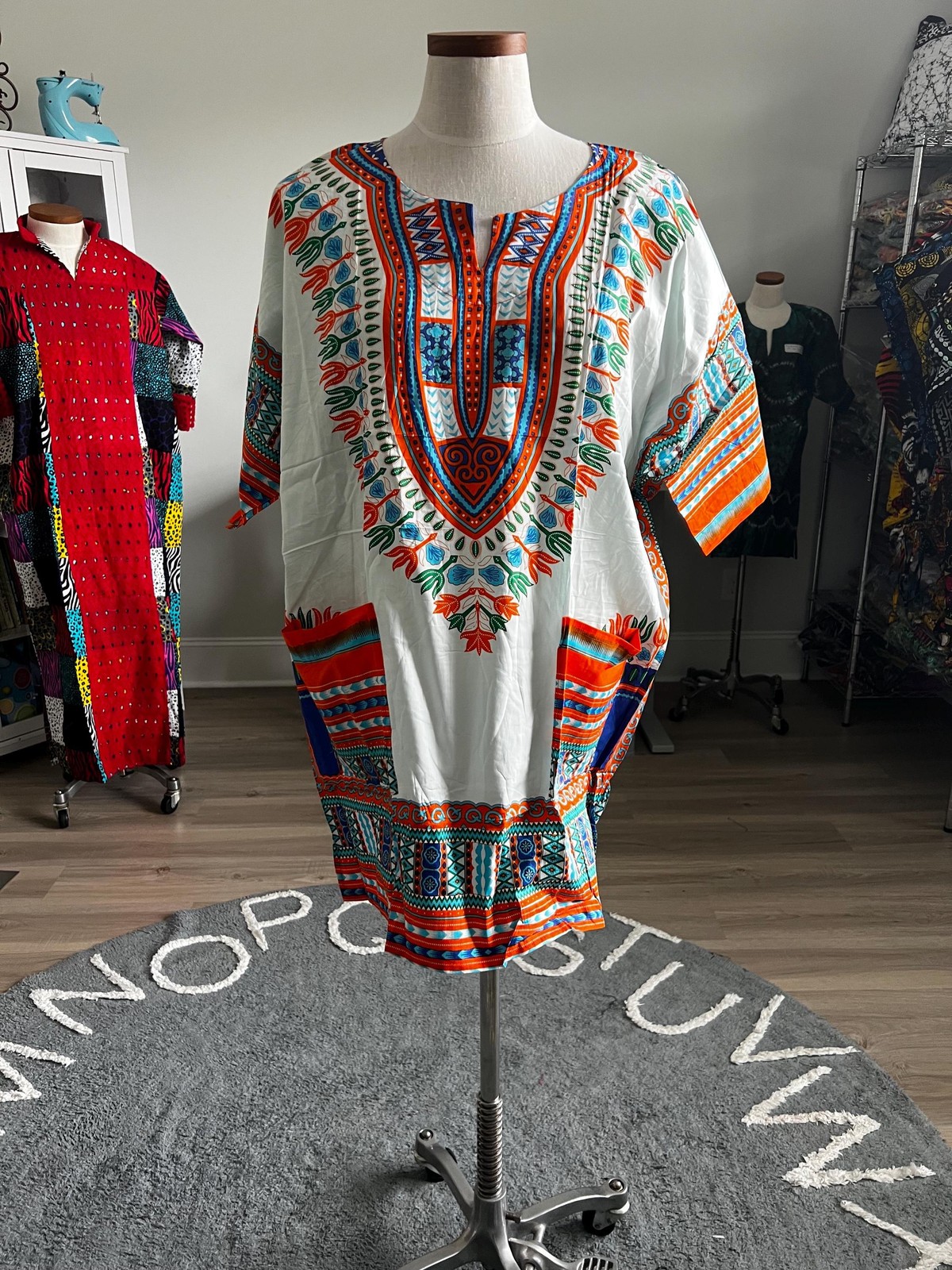 African Print Danshiki Top: Unisex Ethnic Blouse, 100% Cotton