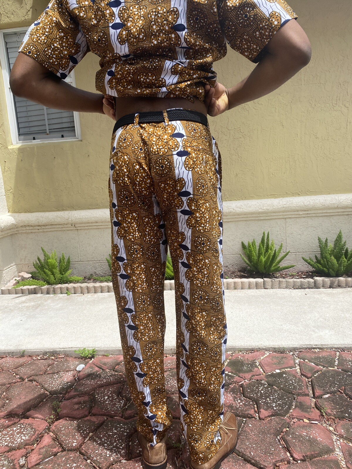 AFRICAN/NIGERIAN MEN’S ANKARA COTTON PRINT SENATOR STYLE TOP &PANT~SKINNY MEDIUM