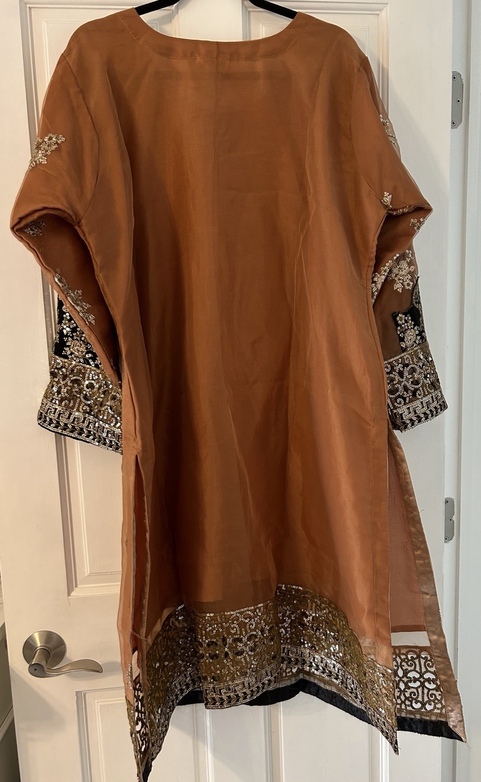 Women’s Party Wedding Wear Hand Embellished Shalwar Kameez Plus Size 50 Slim Fit
