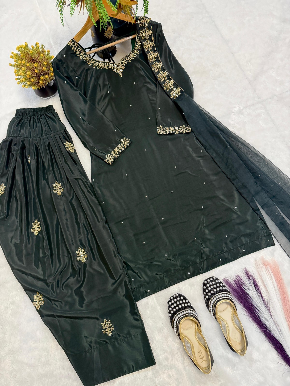 3 PIECE PAKISTANI DESIGNER FARSHI SHALWAR SUIT