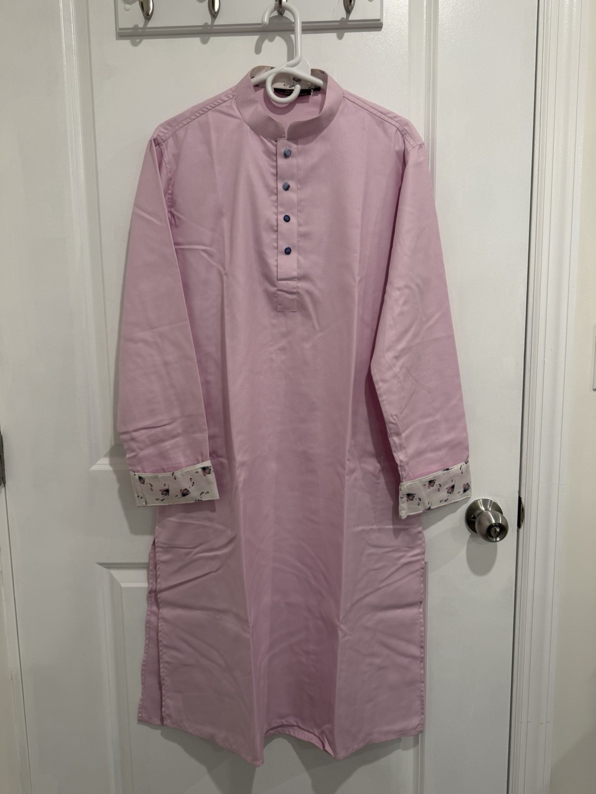 Men’s Pink Kurta Long Sleeve Pattern Tunic