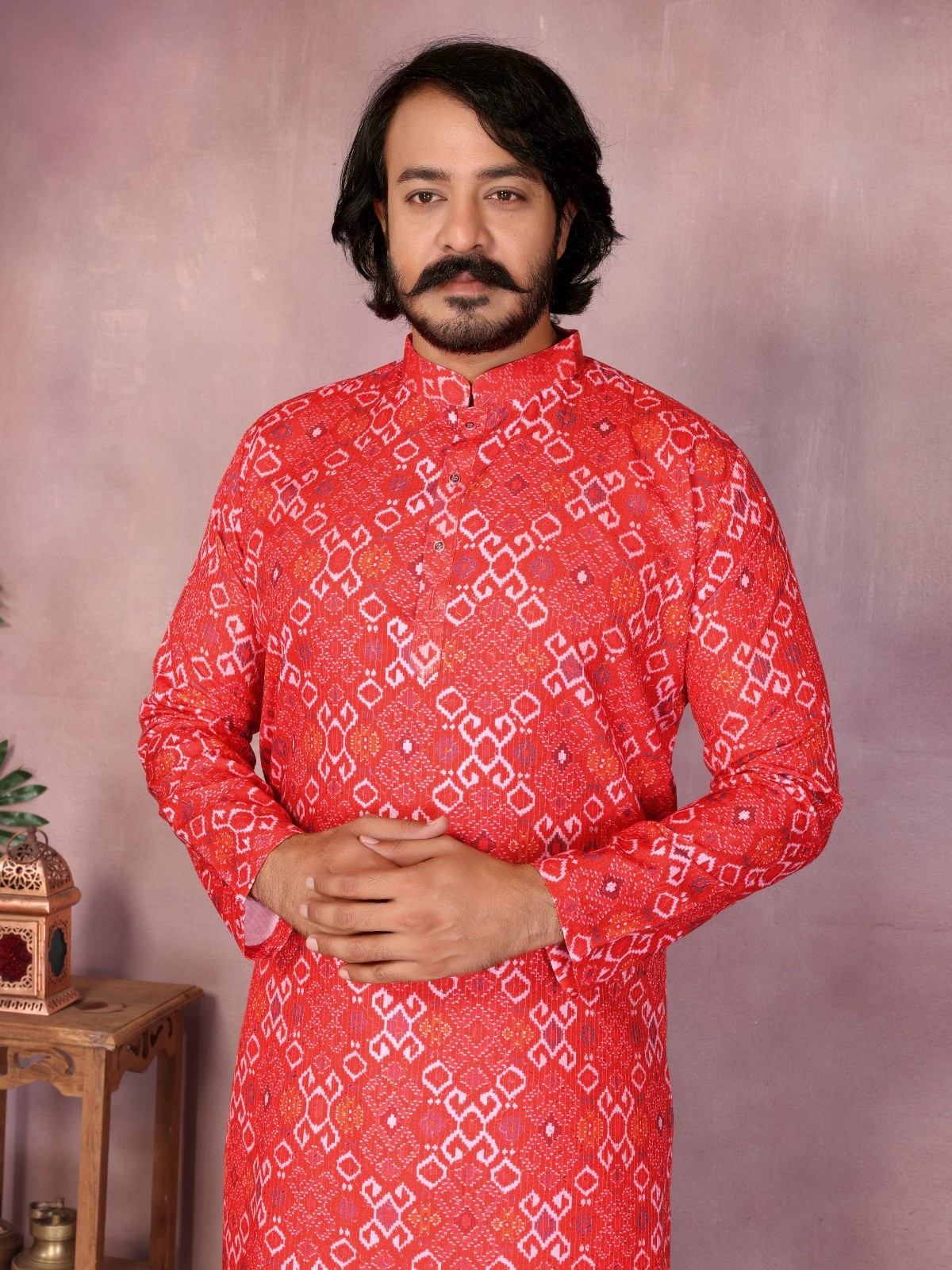 Wedding Embroidery Party Wear Cotton With work Kurta Pajama Set For Men’s