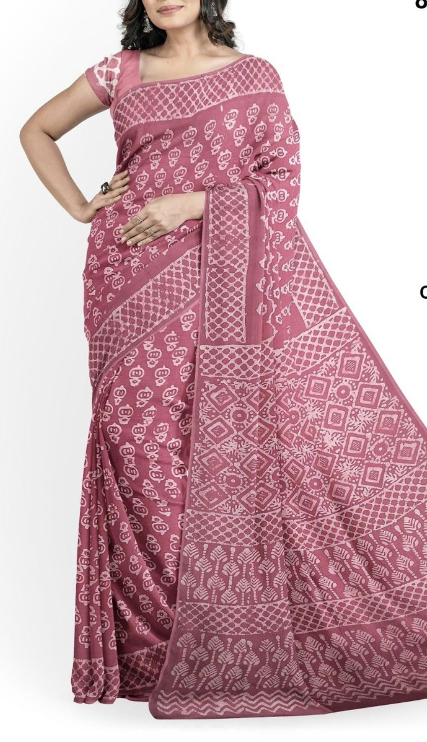 NEW 🆕, Cotton BATIK SAREE. ( Item#L4129 ) including blouse piece. Only $33