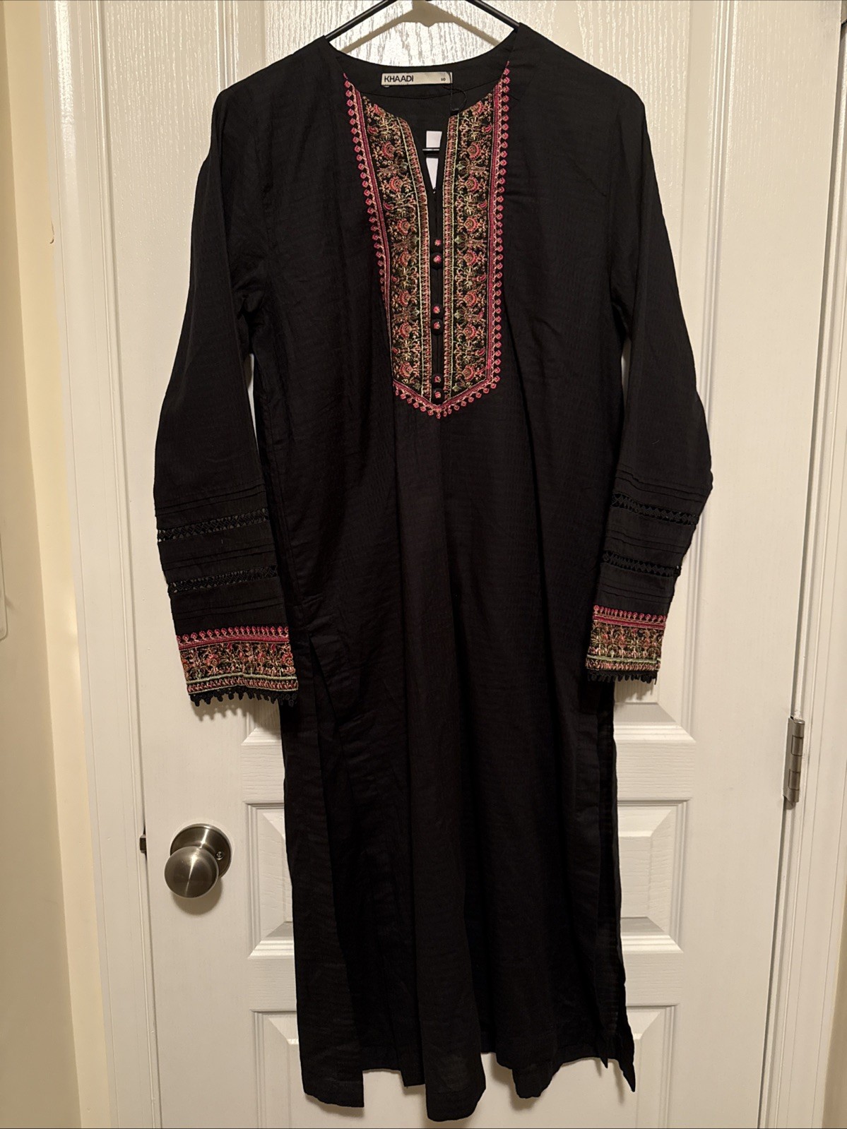 Indian Pakistani Kameez Black Pink Embroidery Women New Size 10 Khaadi 36 Chest
