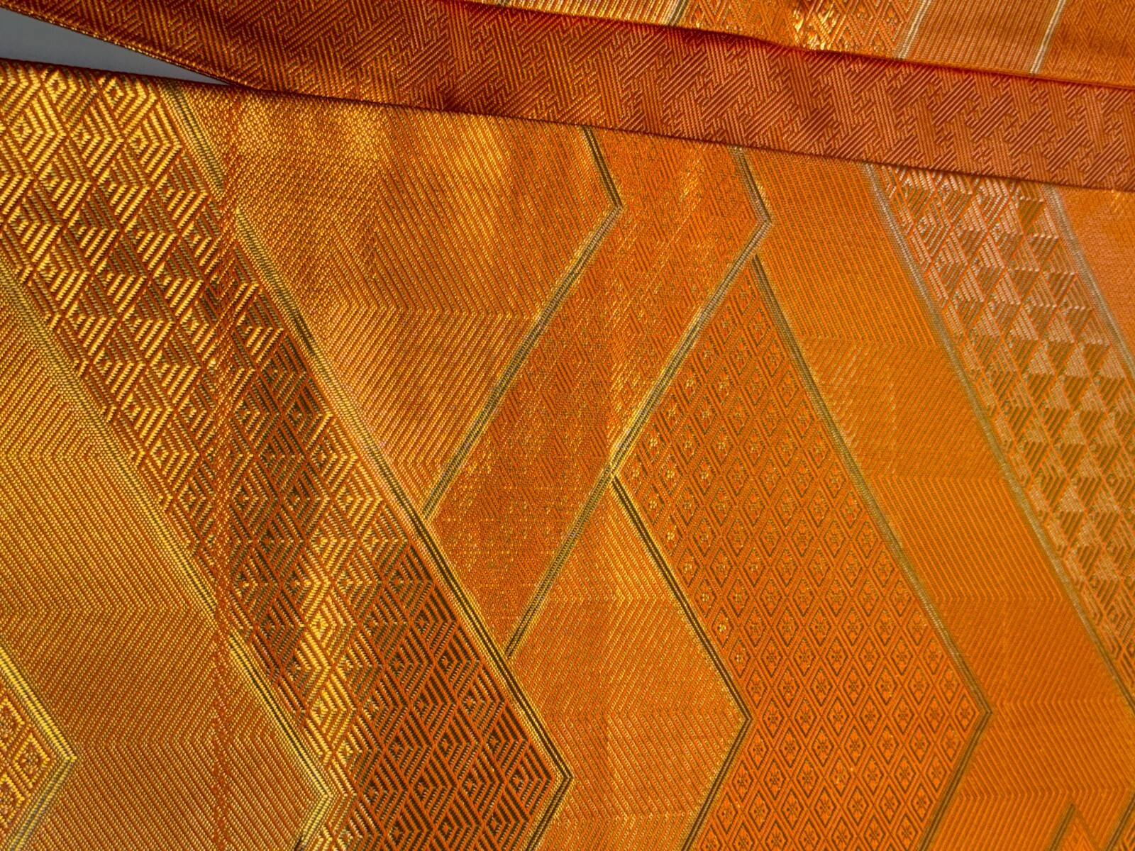Japanese Vintage Kimono Fukuro Obi silk orange expensive tradition 170×12.2in