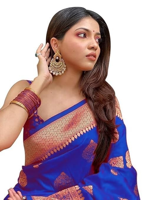 Women’s Pure Kanjivaram Silk Saree Soft Design With Blouse Piece For Wedding