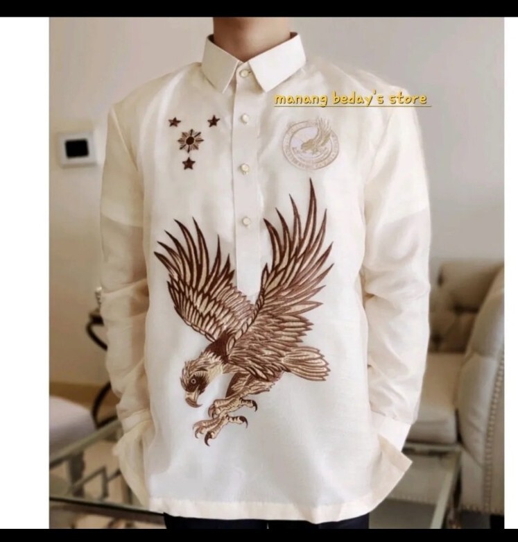 Barong Tagalog For Men (size LARGE) Beige with Philippine eagle