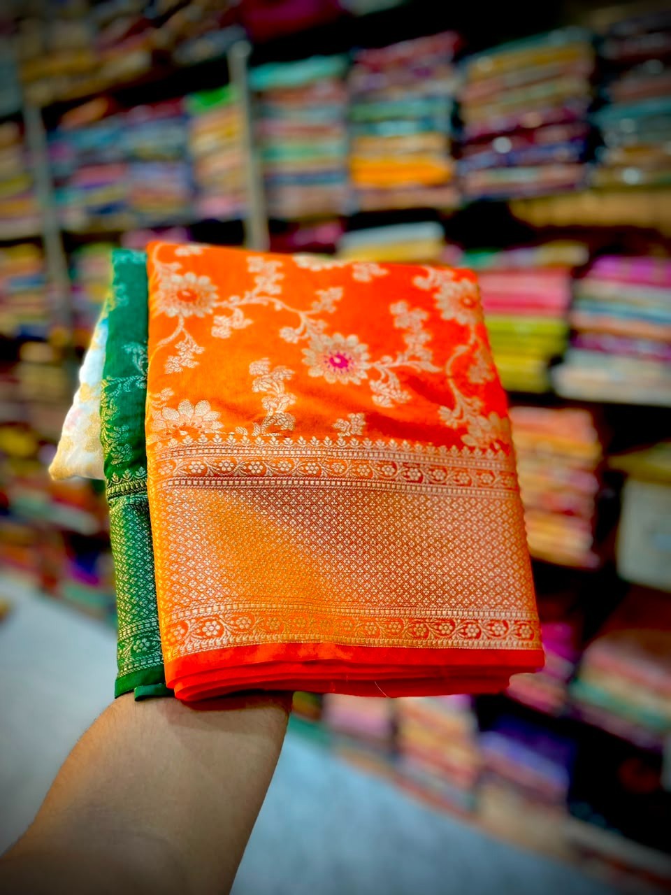 Banarasi Chinia Silk Saree Tricolor Tiranga Zari Weaving Party Wear Sarees
