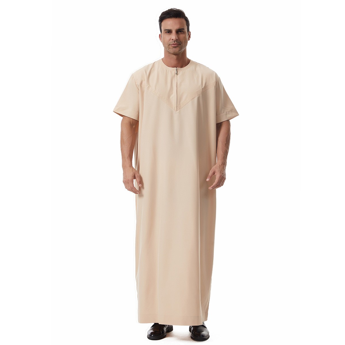 New Men Robe Muslim Loose Solid Color Long Gown Arab Ramadan Prayer Clothing