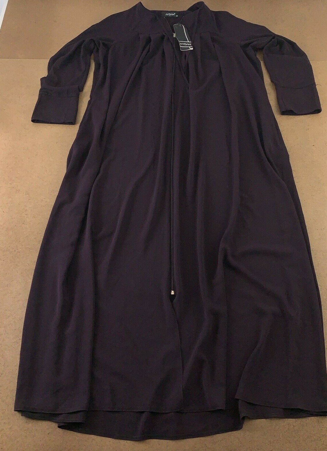 Aydan Womens Size 50 (XL) Plum Long Sleeve Front Zip Ferace SiYah Maxi Dress NWT