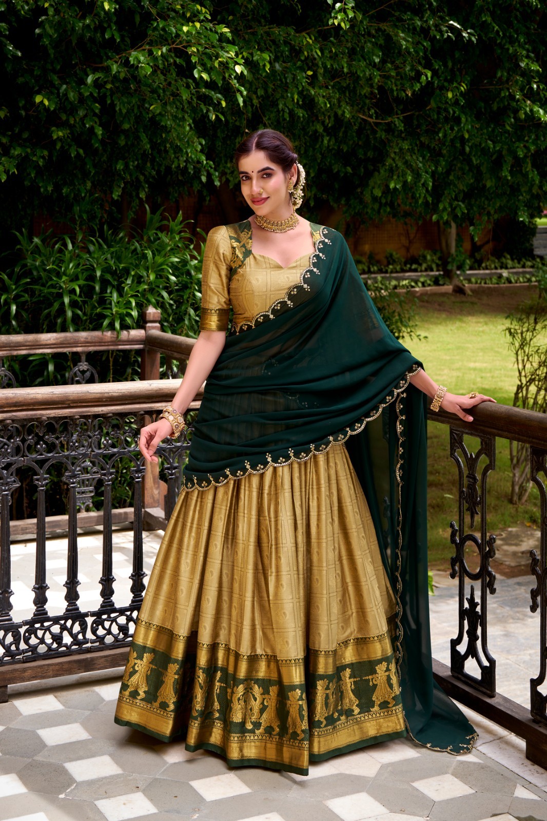 Indian Style Dola Chex Beautiful Lehenga Choli With Dupatta For Function Wear