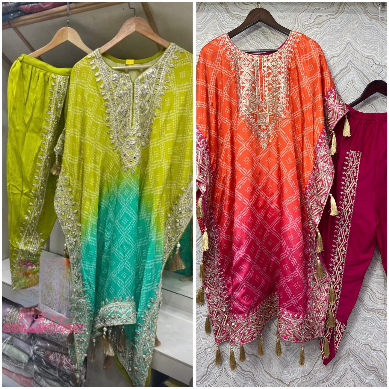 Indian Style Kaftan Dress With Punjabi Dhoti Fully Readymade Salwar Kameez Sets