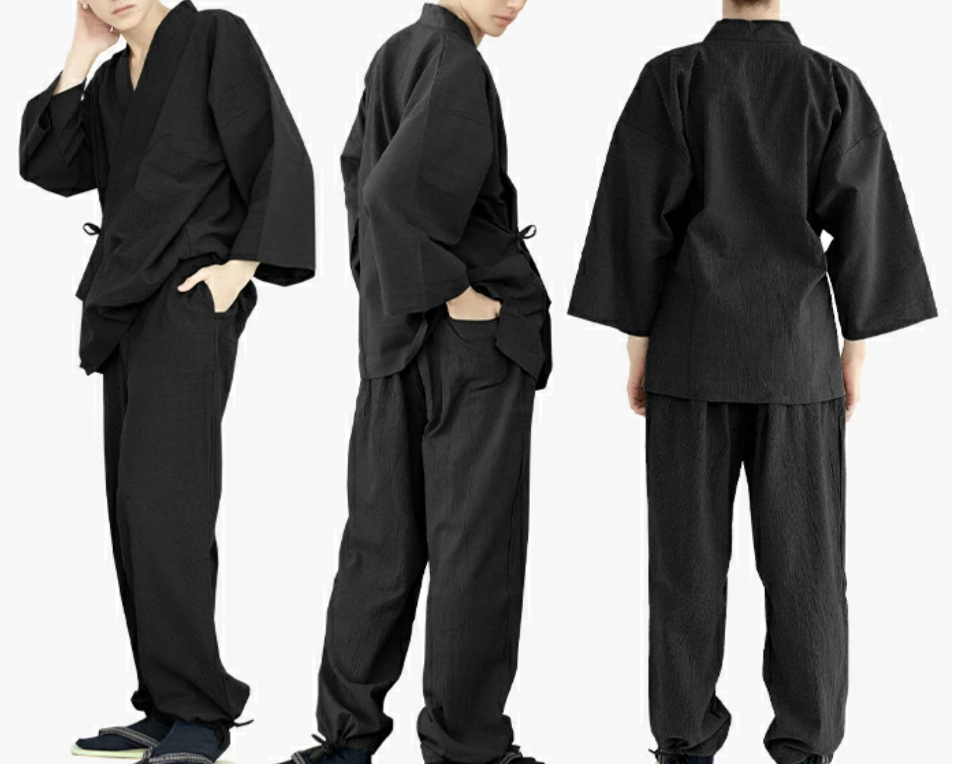 Japanese SAMUE Men’s Traditional work Wear YORYU Cotton Kimono Black from JAPAN