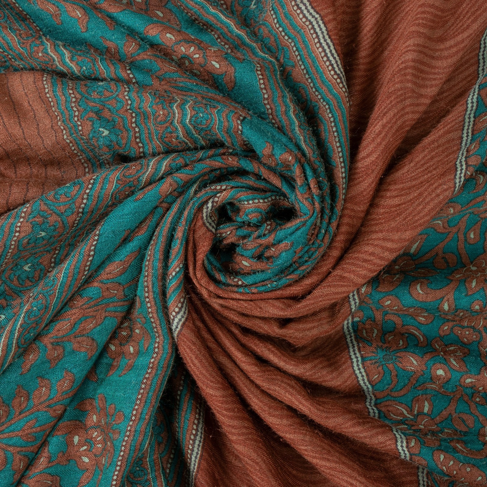 Sanskriti Vintage Green Sarees Pure Woolen Floral Printed 5+Yd Women Winter Sari