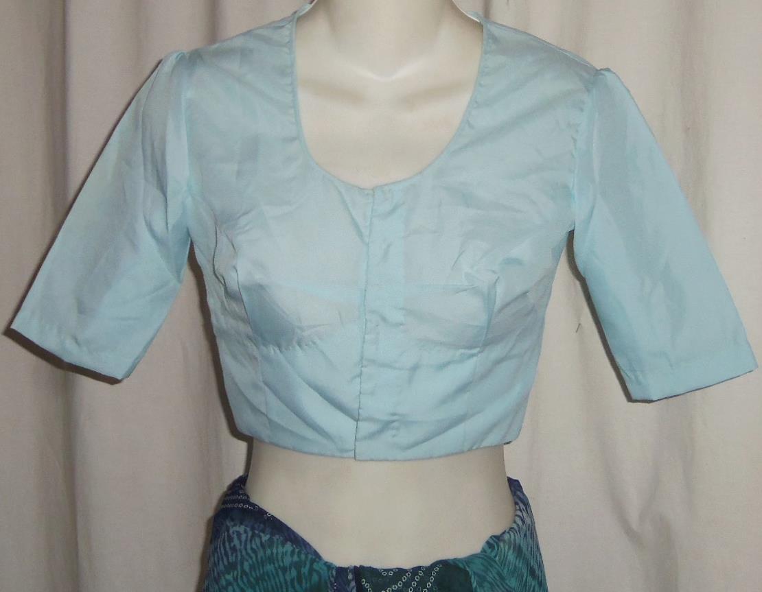 Pale Blue CHOLI Bust 30″ SARI BLOUSE Lehenga Saree Bollywood Belly Dance Top S