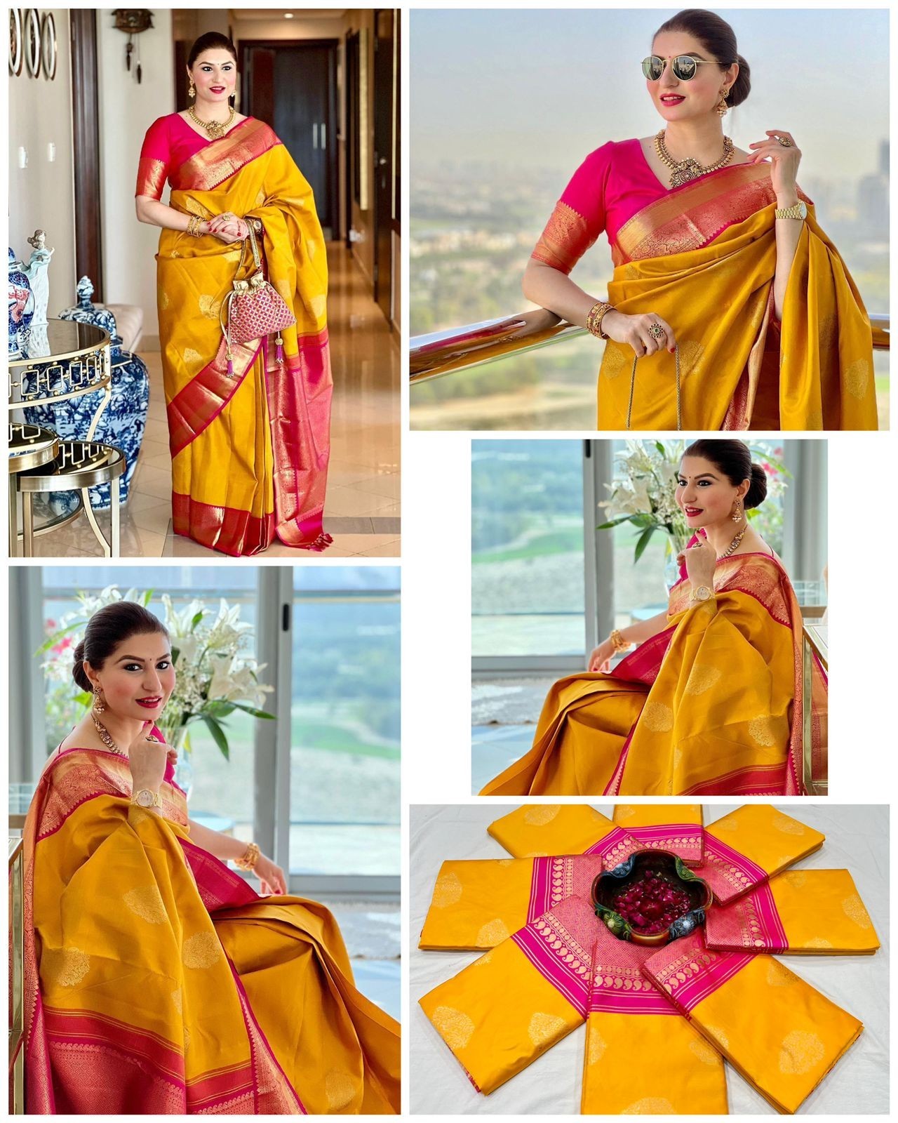 Indian Women’s Soft Lichi Silk Saree Jacquard Woven Traditional Indian Sari