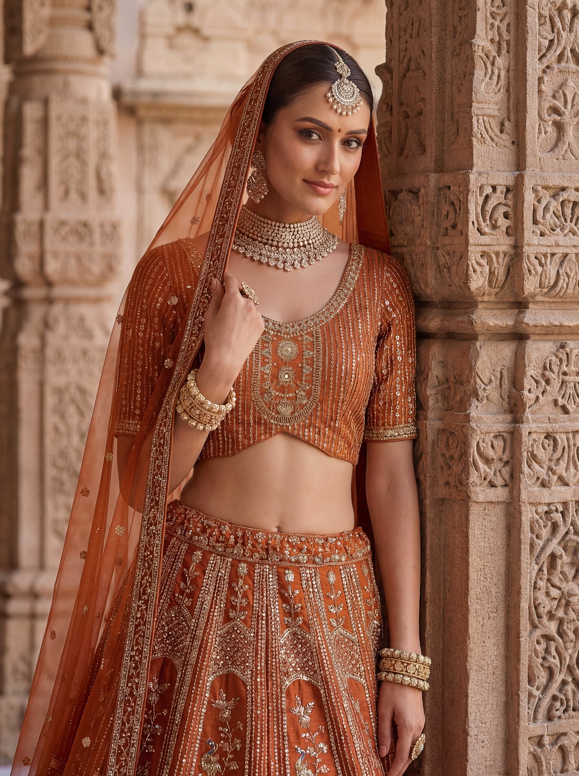 Women’s Silk Lehenga Choli Handwork Peacock Zari Wedding Party Wear Outfit