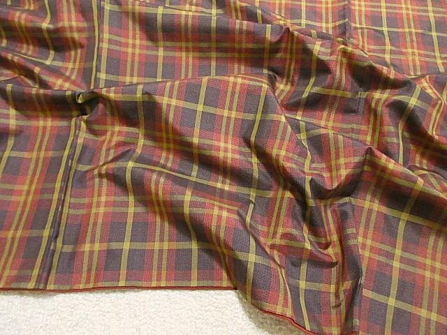 Kimono Tartan Check Silk Robe Size 9 Elegant Coffee Wine Ochre AllSeason Vintage