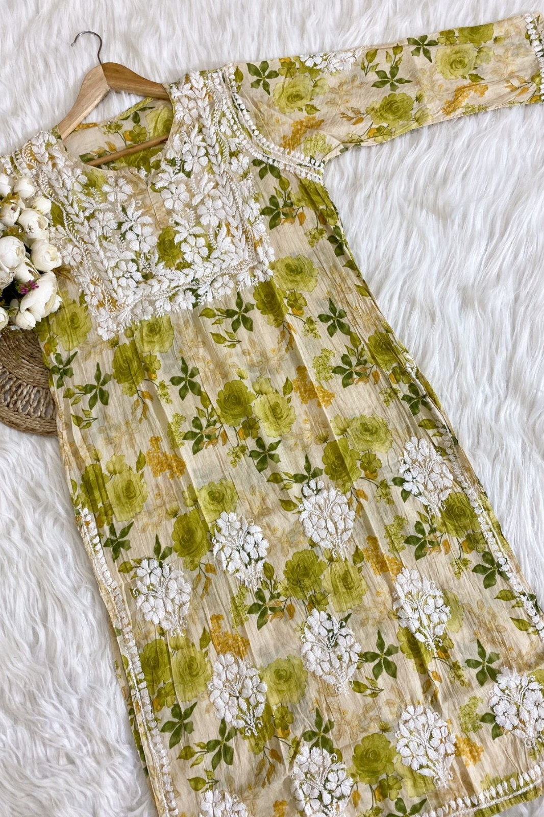 Mulmul Cotton Chikankari Kurti Set for Women Indian Ethnic Wear Salwar kameez