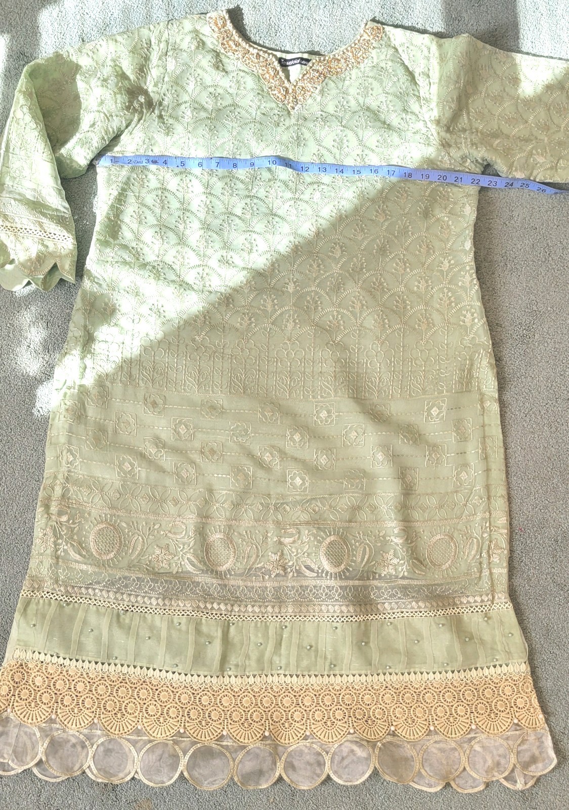 Pakistani Designer Tawakkal Fabric 3 Piece Suit Mint Green Thread Embroidery szL
