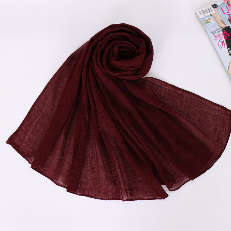 Muslim Women Hijab Solid Cover Crinkle Long Scarf Scarves Shawls Stole Head Wrap