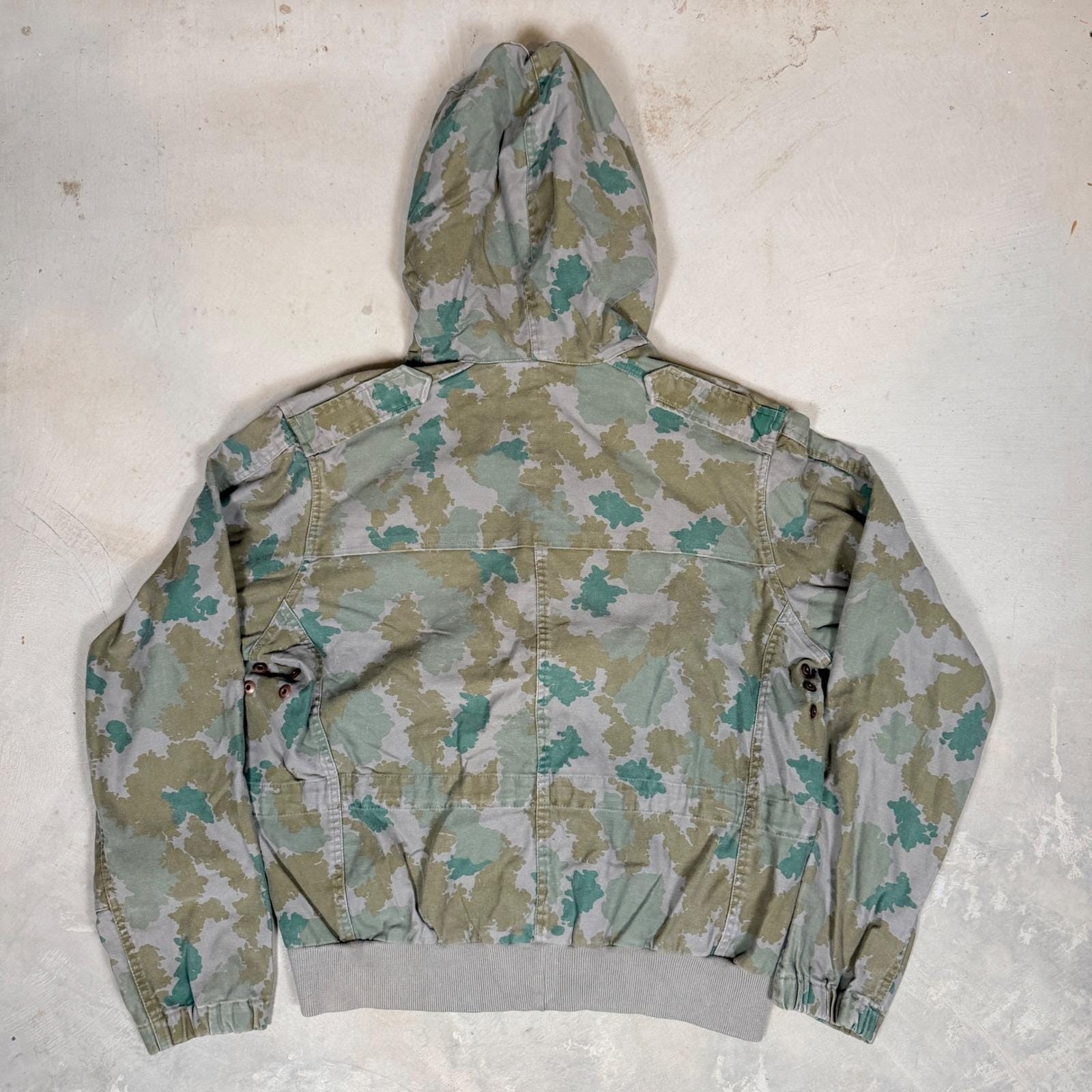 Mil-Tec german military Mens Camo Hooded Bomber Jacket Green Grey Cotton Size L