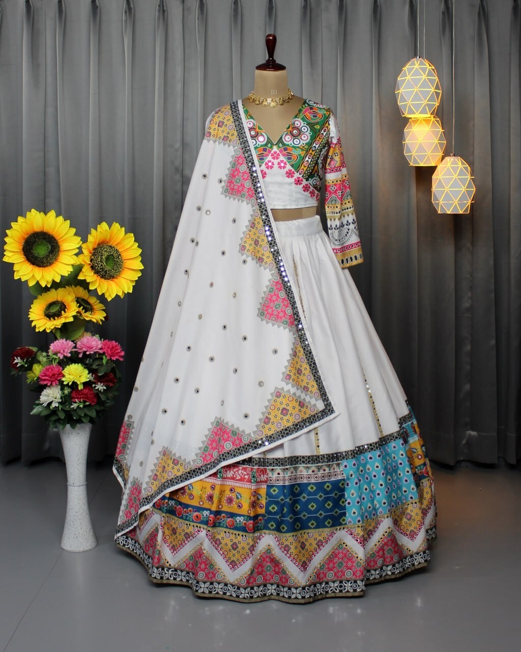 Beautiful white color Navratri Lehenga Choli For Women By Aadat Export