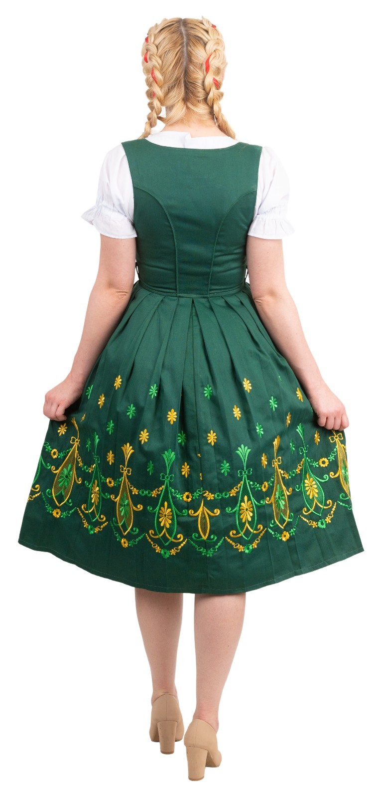 2XL 22 Long EMBROIDERED German Dirndl Dress + LACE Apron + Top Oktoberfest Party