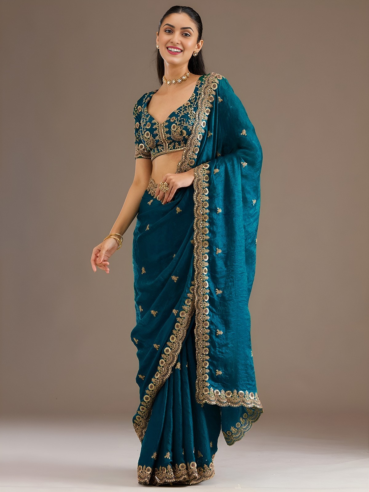 Attractive Designer Tissue Saree With Blouse For Wedding & Party Wear