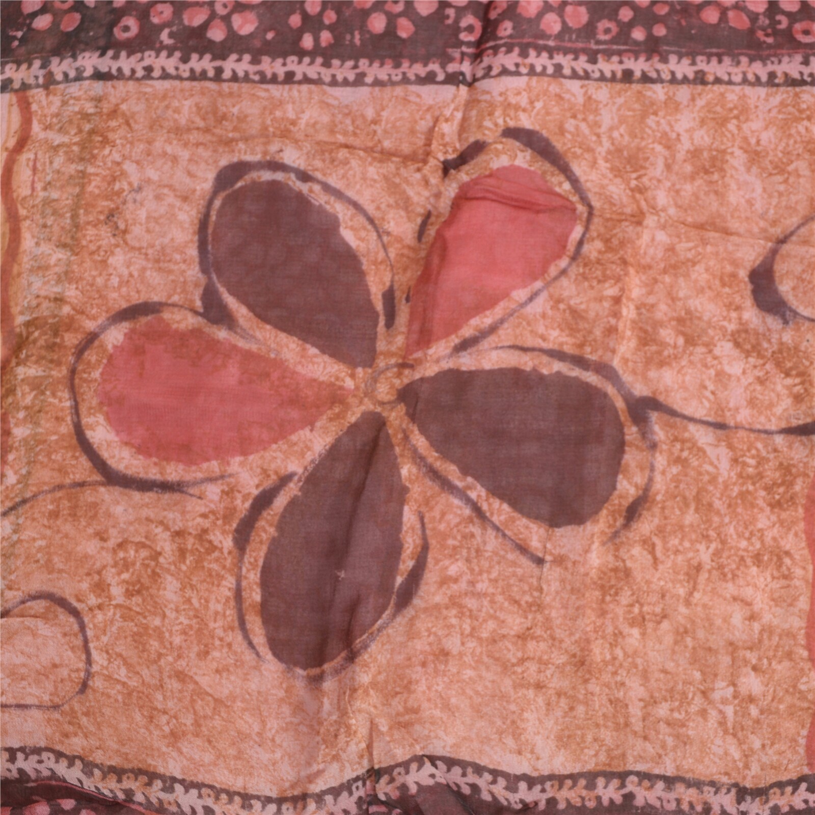 Sanskriti Vintage Pink Sarees Blend Georgette Printed Sari Craft 5 Yard Fabric