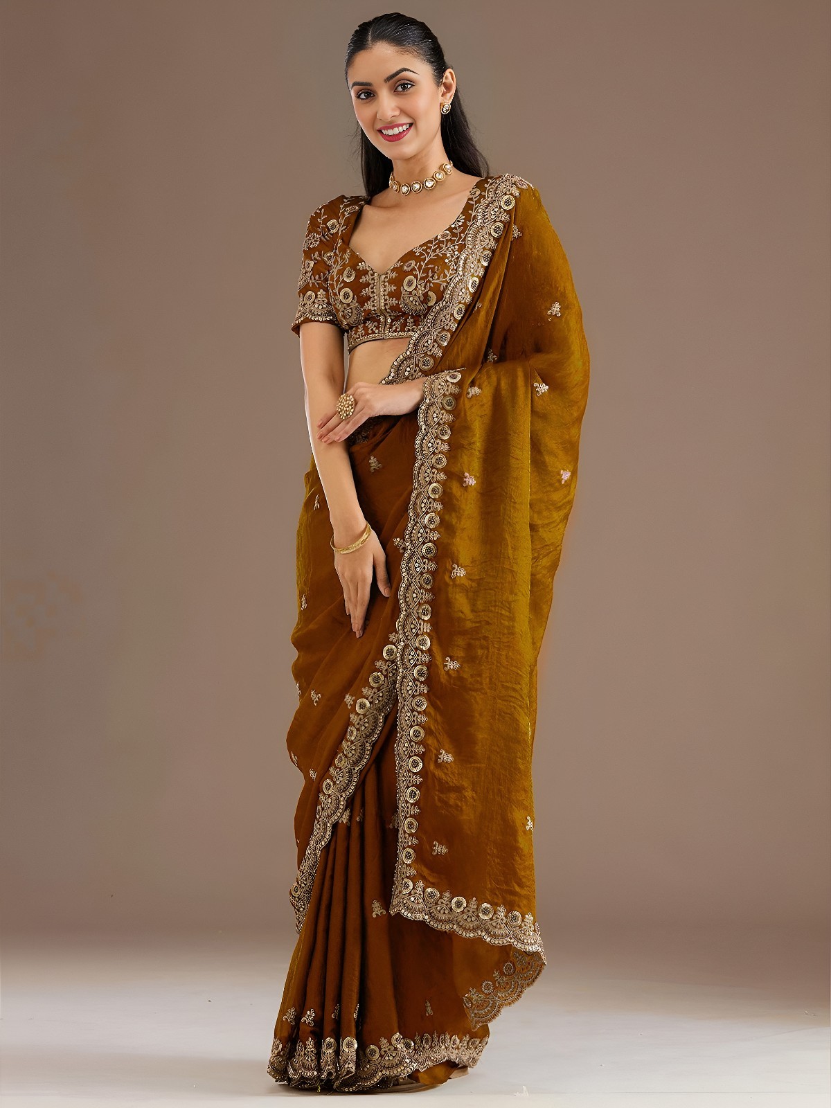 Attractive Designer Tissue Saree With Blouse For Wedding & Party Wear