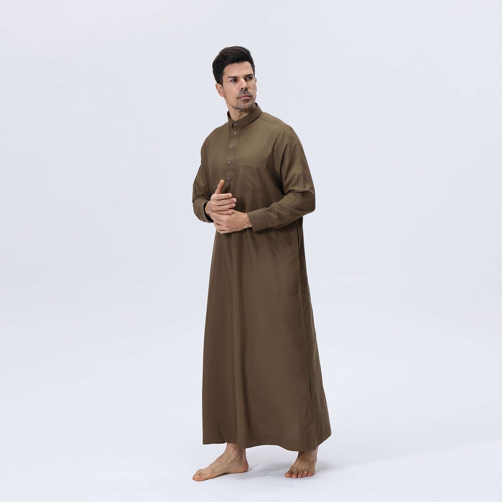 Long Robe Causal Saudi Muslim Men Abaya Kaftan Jubba Thoub Thobe Dishdasha Islam