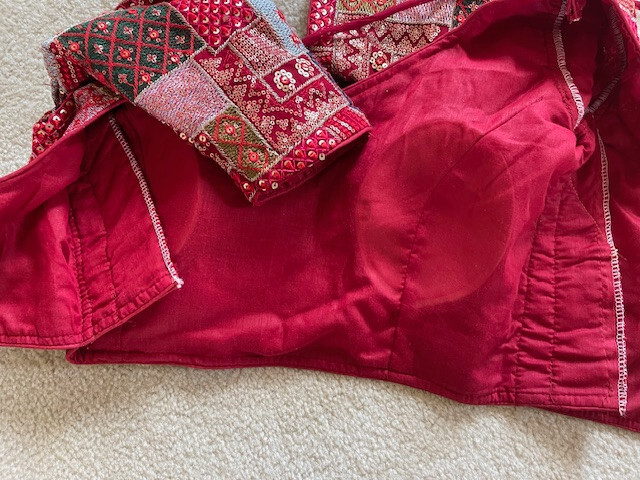 Bollywood Stitched Sari Blouse MIrror work Top Sz M / L Multi color