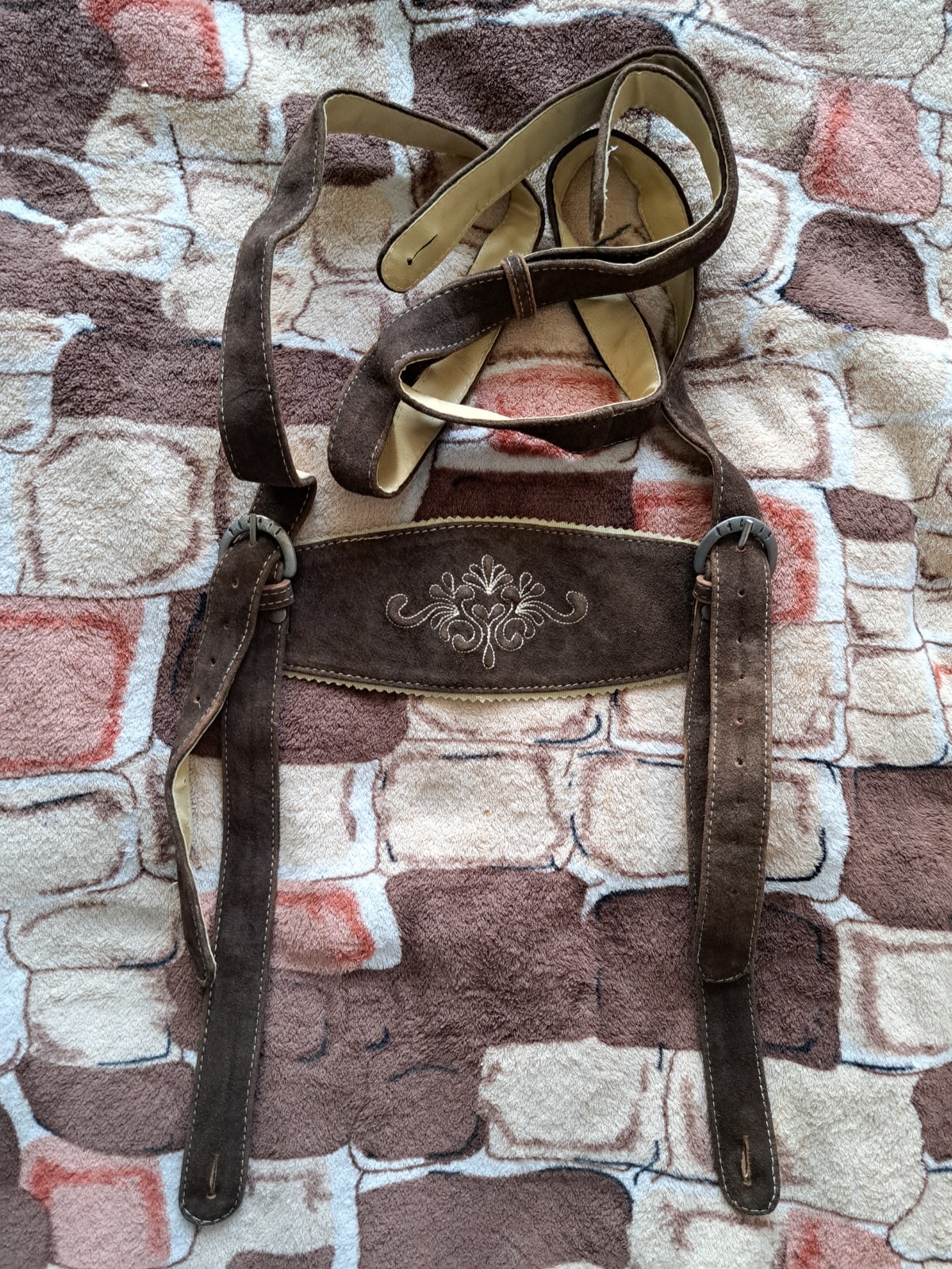 Brown leather suspenders for shorts. Bavarian leather shorts Shorts Oktoberfest