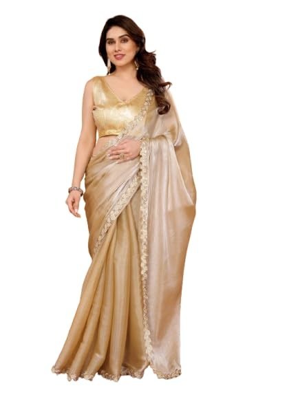 Women’s Silk Satin Saree Party collections With Unstitch Blouse Piece