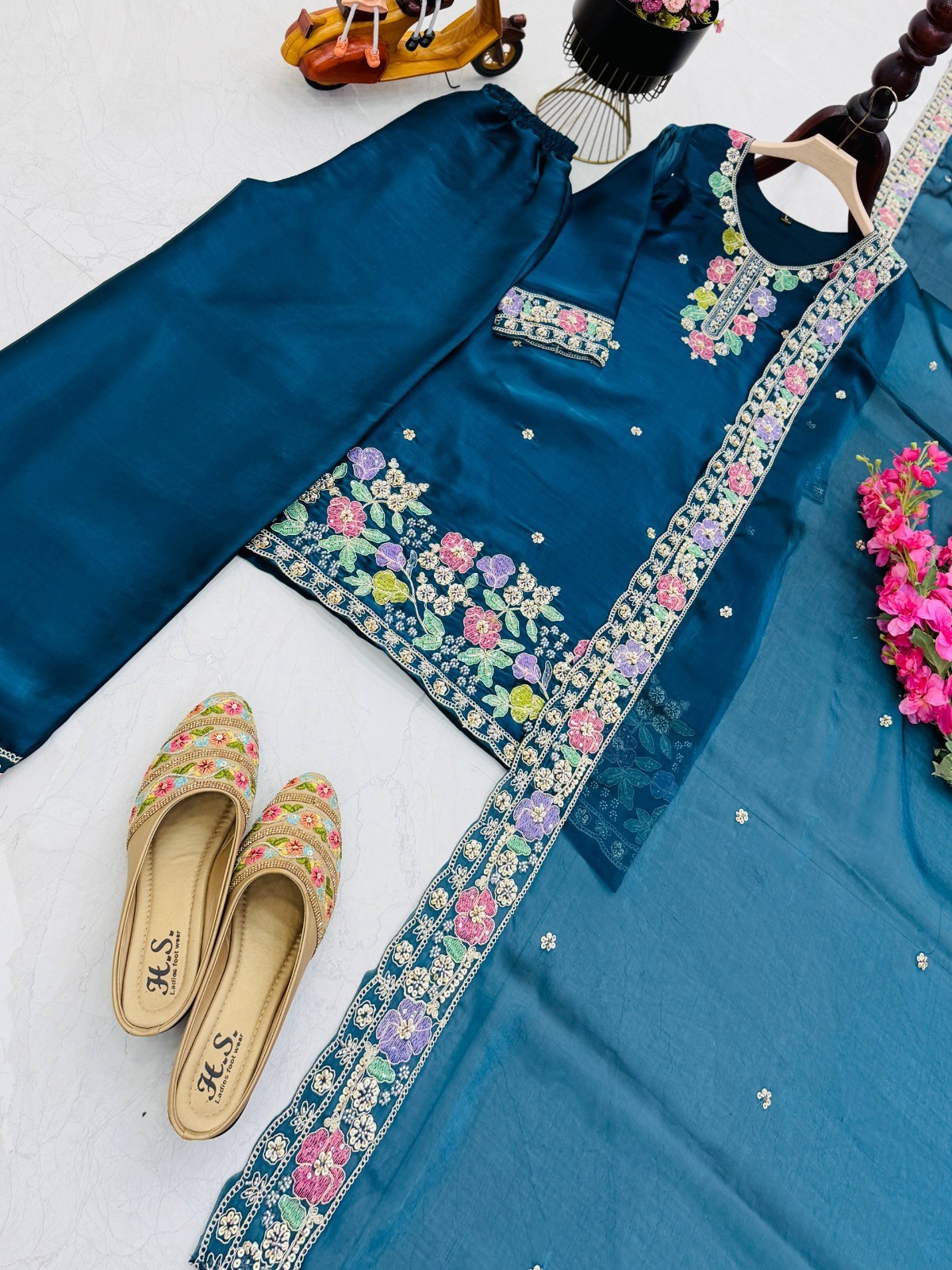New Arrival Designer Silk Kurta Palazzo With Dupatta For Wedding & Party