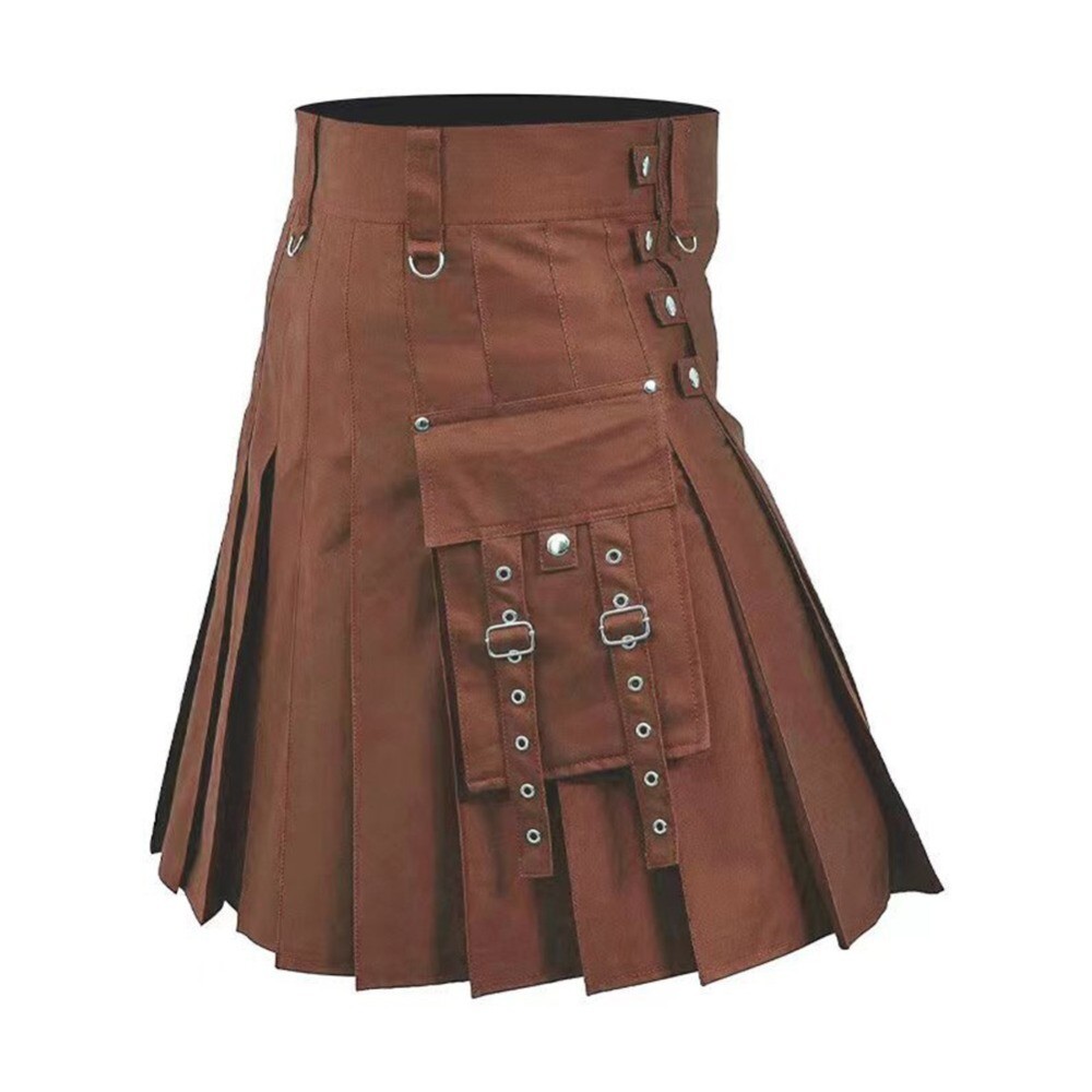 Medieval Skirt Solid Color Scottish Festival Men Kilt Traditional Highland Dress