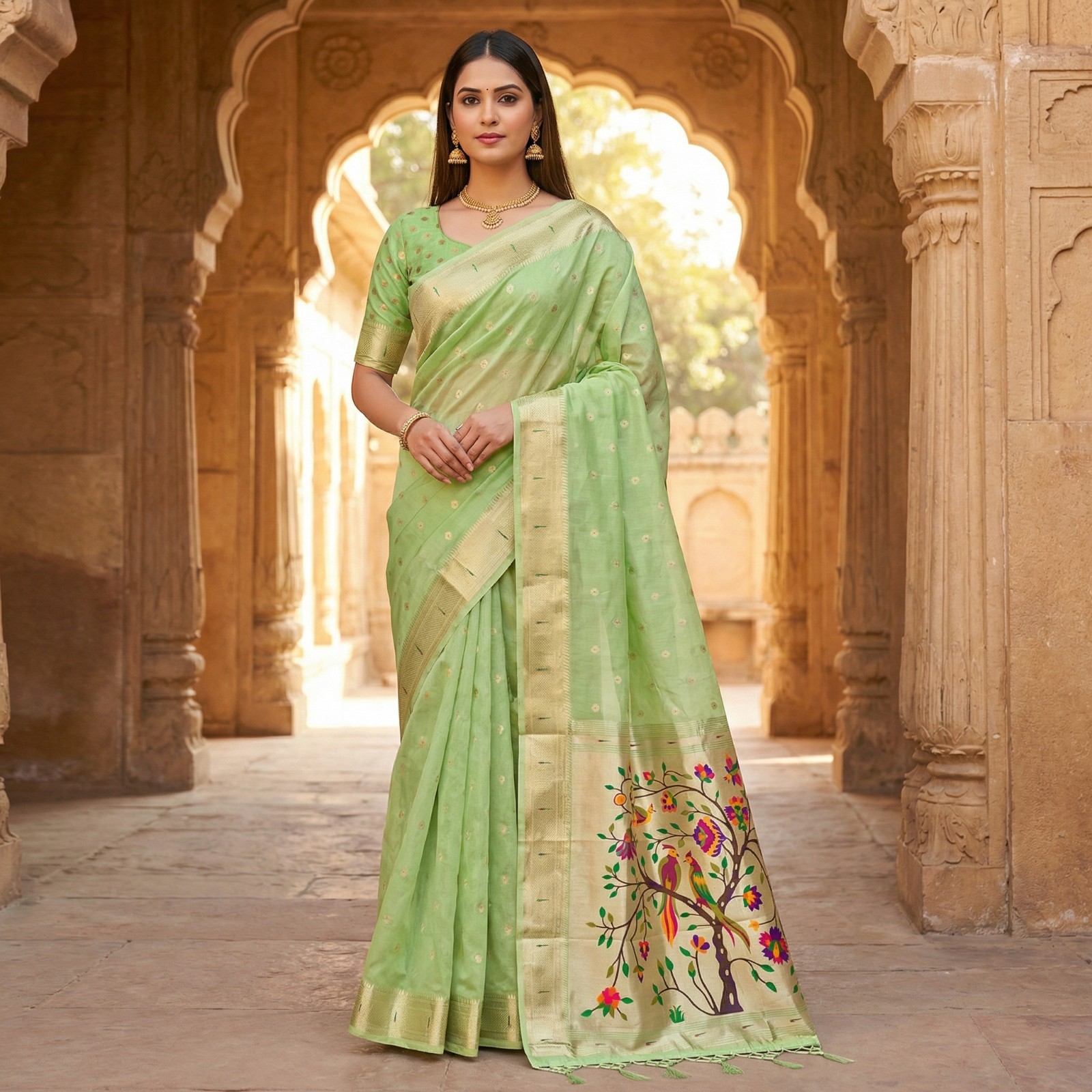Traditional Wear Heavy Organza Silk Saree With Blouse For Women & Girls