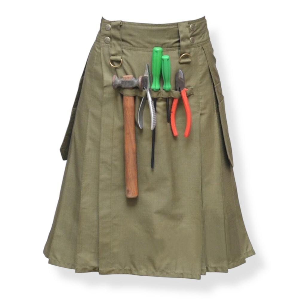 Men’s Khaki Utility Kilt Scottish Working kilt is made of Cotton