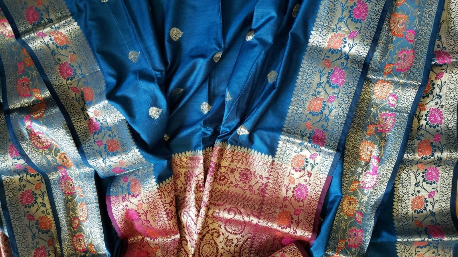 Silk Saree Banarasi Meenakari Zari Woven Unstitched Brocade Blouse Party Wear