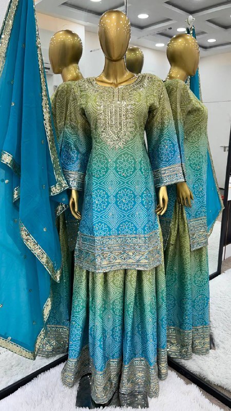 Blue Bandhani salwar kameez wedding indian salwar suit Eid salwar suit For women