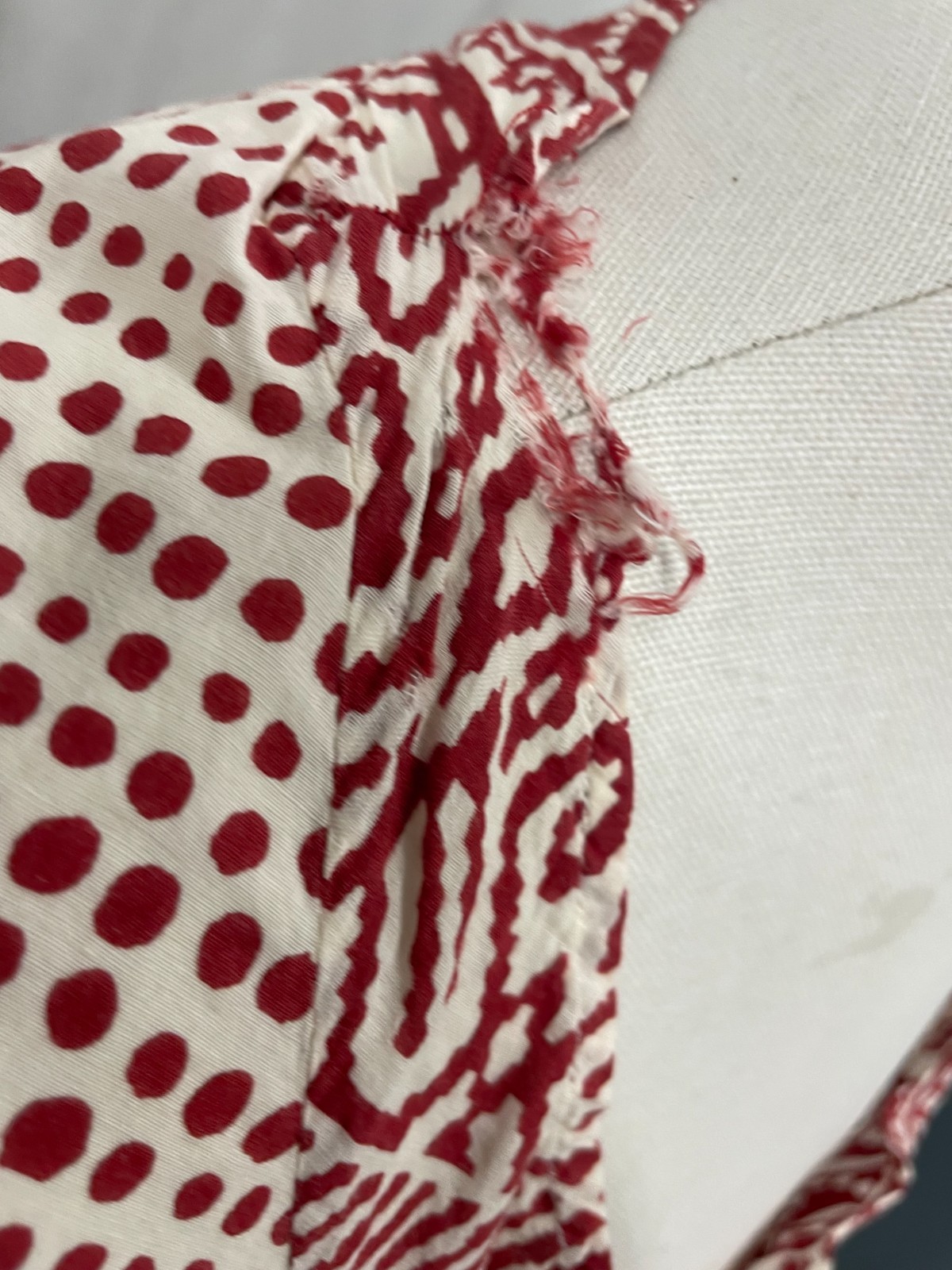 Anokhi Block Print Kurta Blouse Small Dots Top Shirt Cotton READ Scoop Red White
